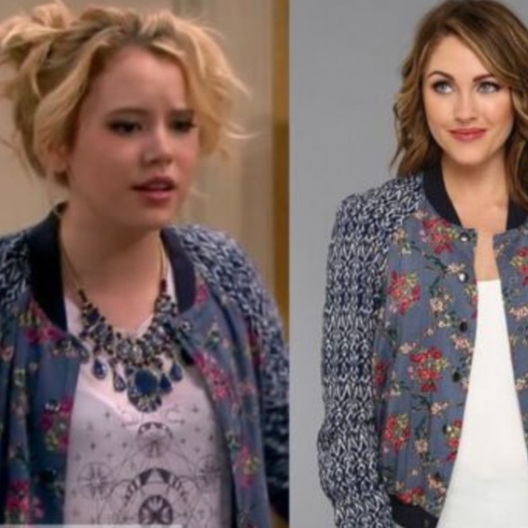 Free People Blue Floral Mixed Print Boho bomber - Picture 2 of 5